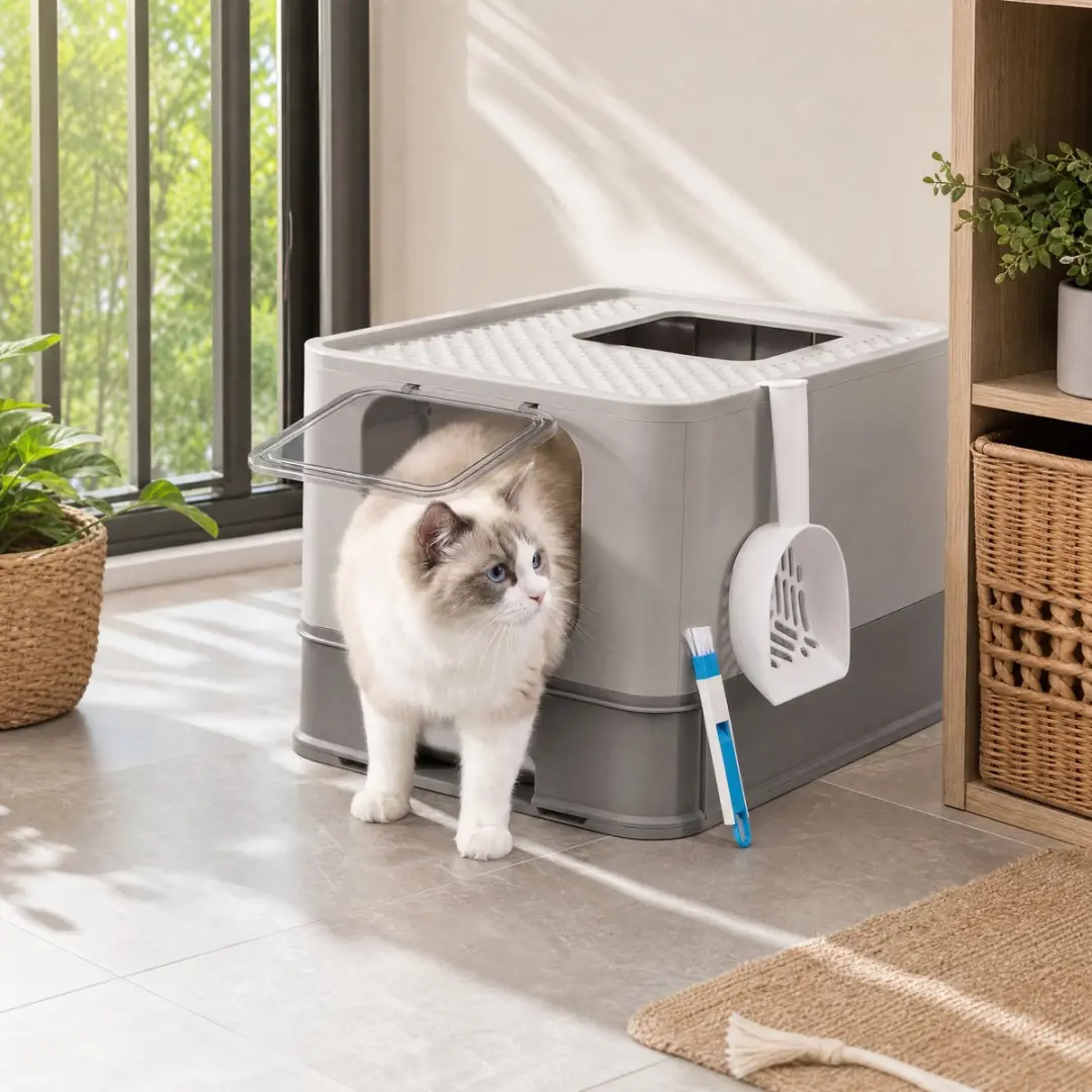 Songmics Kattenbak met lade Lichtgrijs 54x42cm