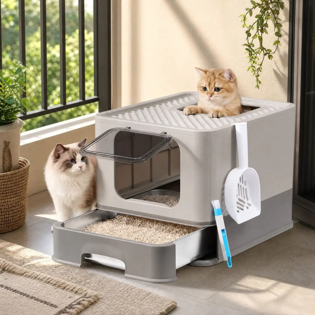 Songmics Kattenbak met lade Lichtgrijs 54x42cm