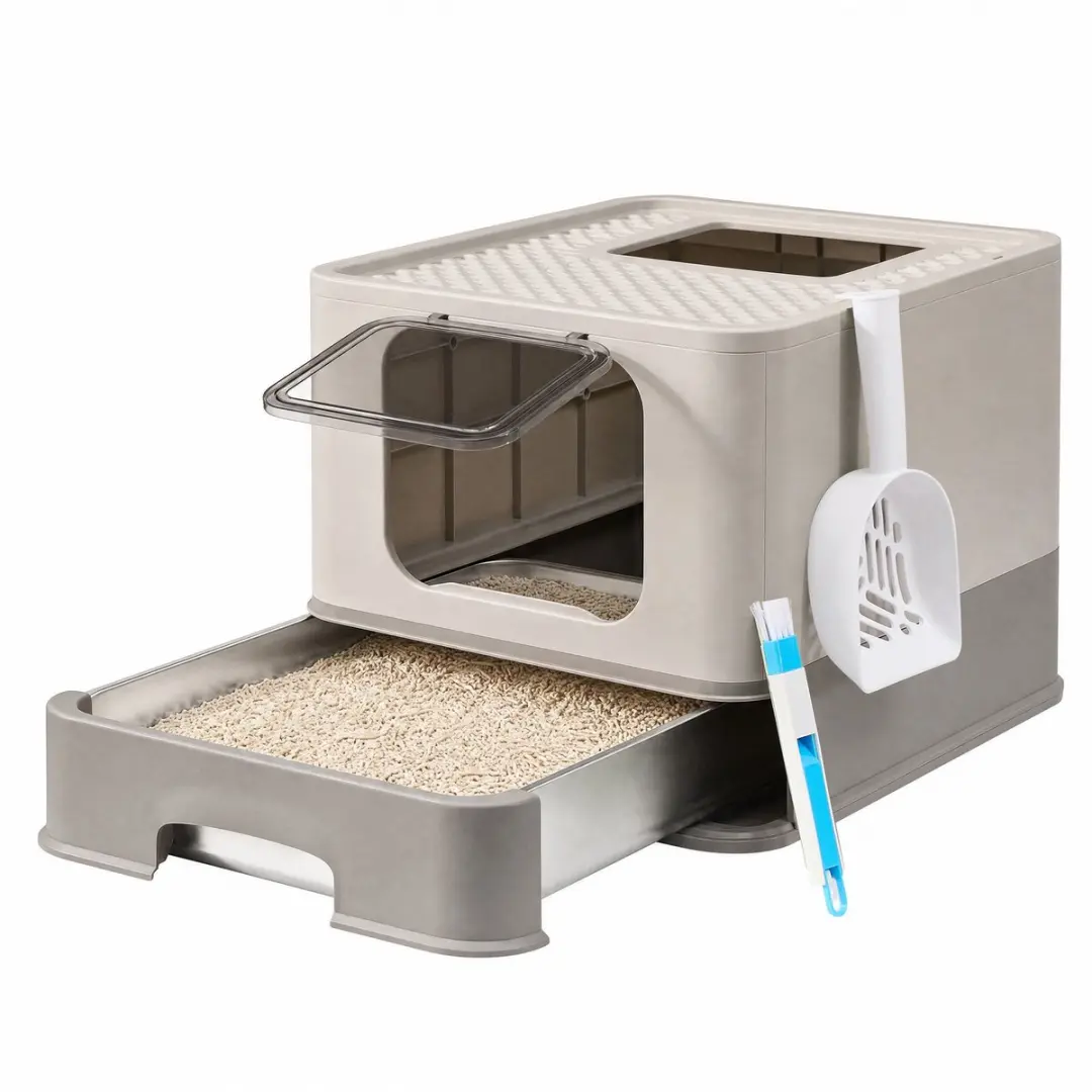 Songmics Kattenbak met lade Lichtgrijs 54x42cm