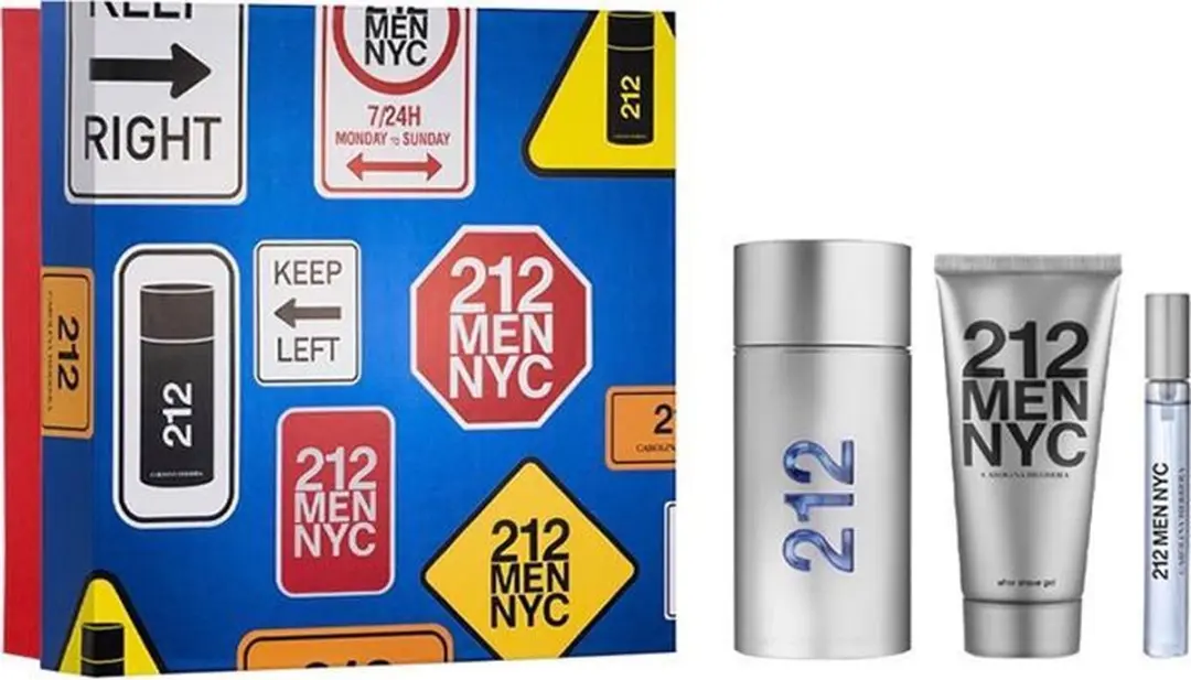 Carolina Herrera 212 Men NYC Eau de Toilette 100ml Set - 3 Stuks