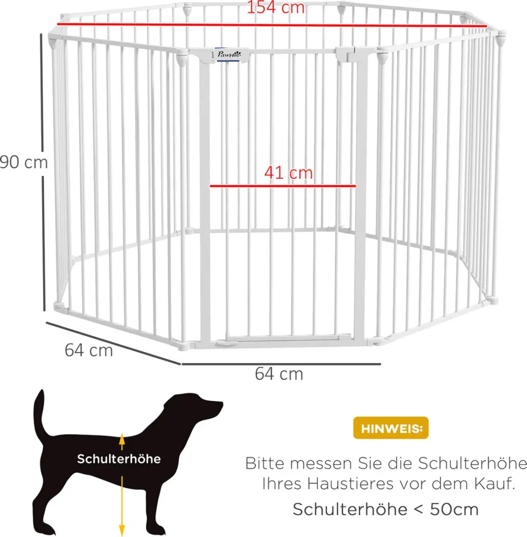 Pawhut Puppyren met 8 Elementen - Wit - afbeelding 4 van 6