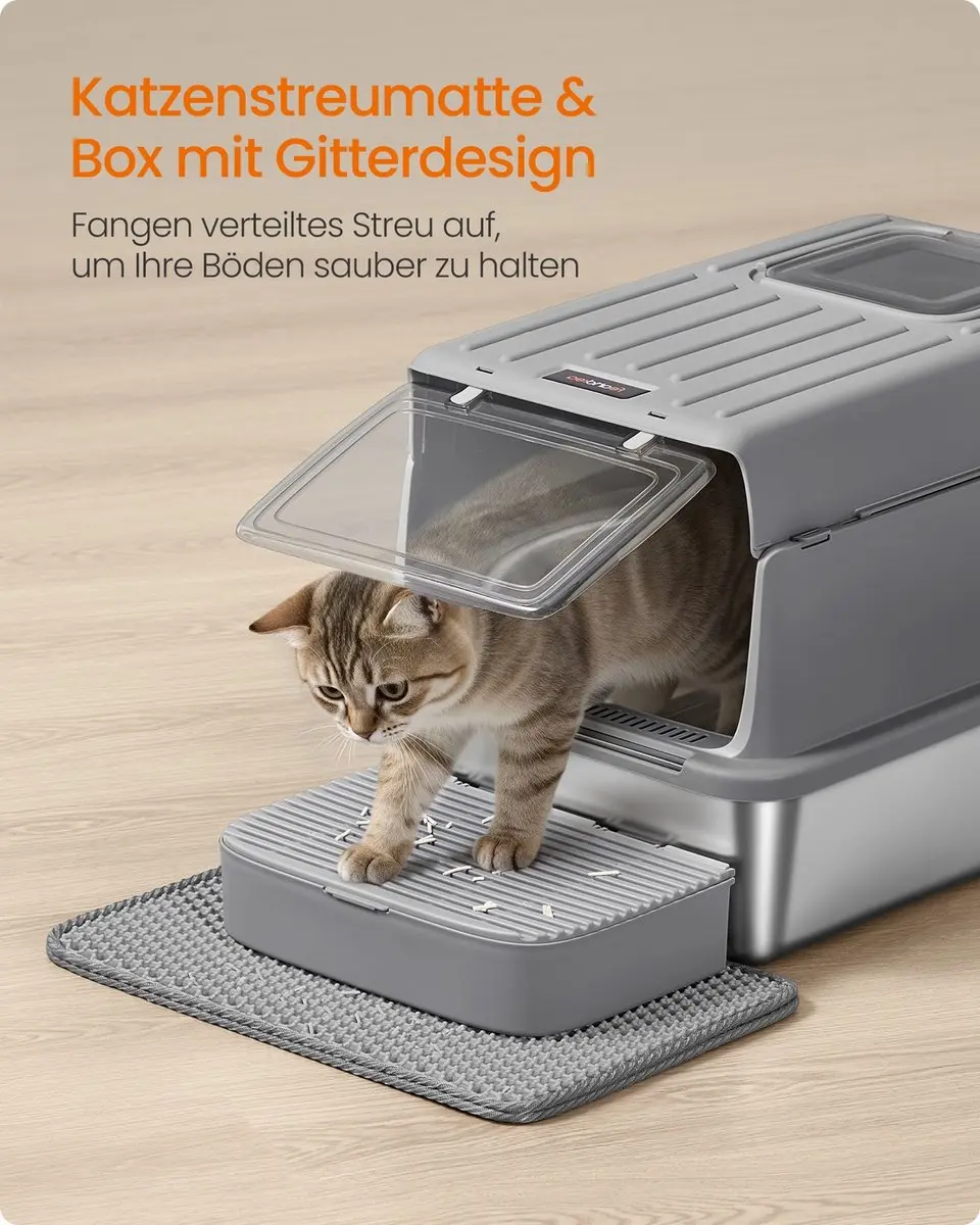 Songmics Kattenbak Duifgrijs 60x40x38cm - Roestvrij staal - afbeelding 6 van 6