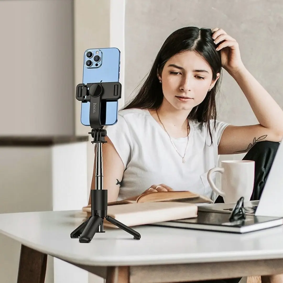 Hoco K17 Selfiestick - Bluetooth Statief - Zwart - afbeelding 5 van 5