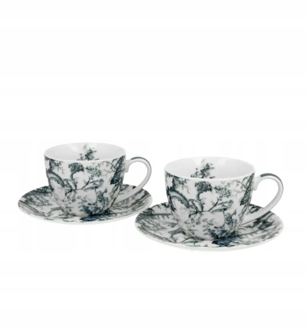 Duo Orient Blue Porseleinen Kopjes met Schotels - 250ml - 2 Stuks