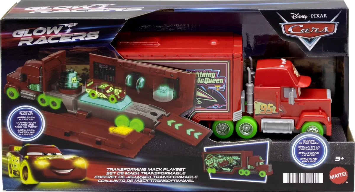 Disney Pixar Cars Disney en Pixar Cars Glow Raceauto's, Transformerende Mack, Speelset