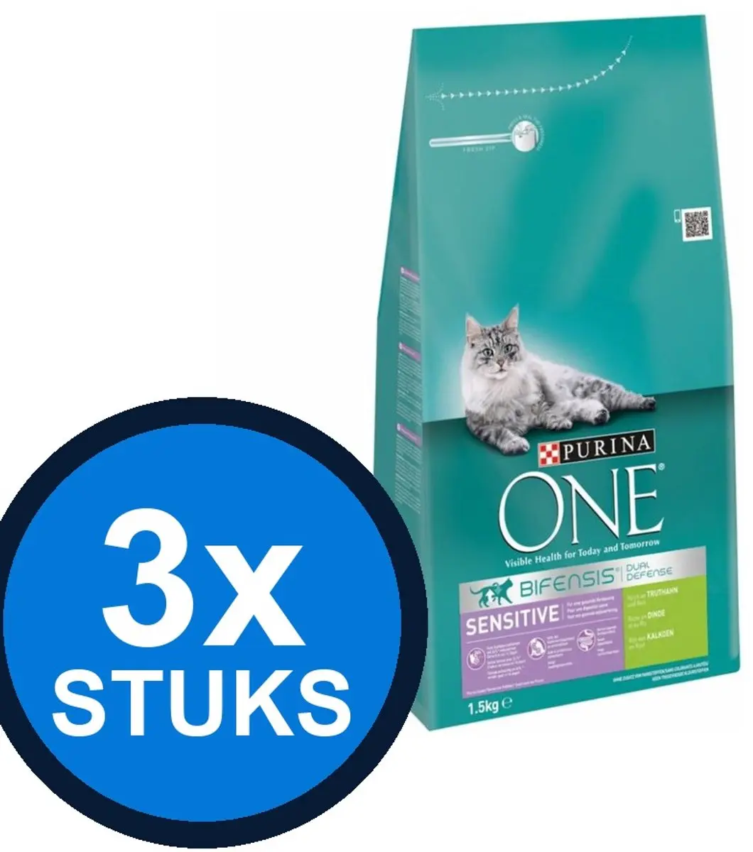Purina ONE Adult Sensitive Kalkoen Kattenvoer Droogvoer