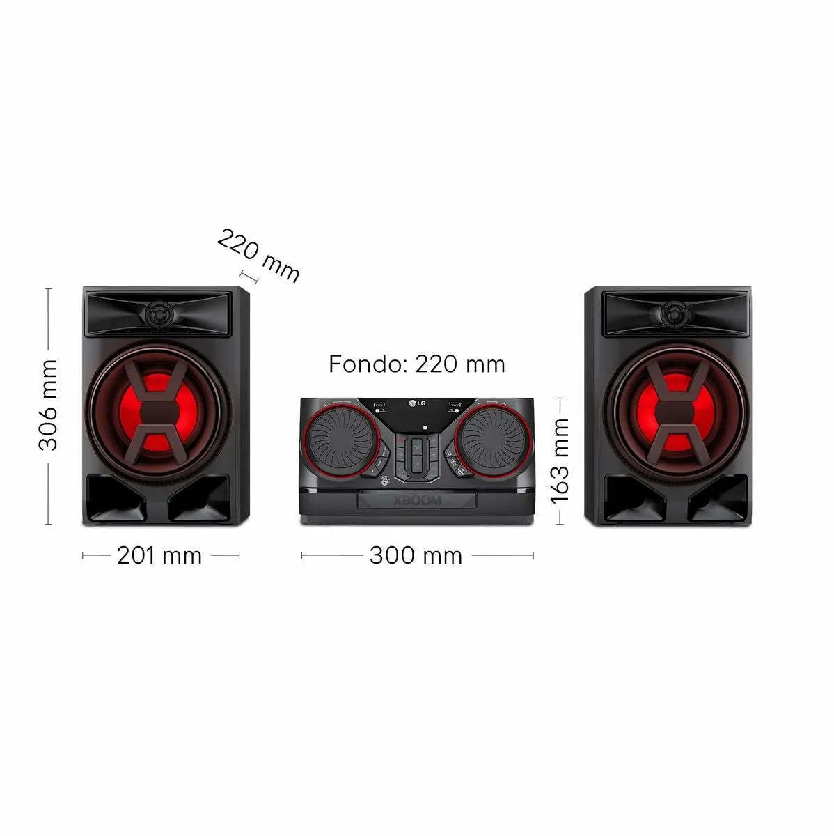 LG CK43N Mini Hifi - Rood/Zwart - afbeelding 2 van 3