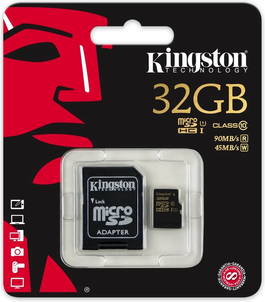 Kingston SDCA10/32GB MicroSDHC 32GB - UHS-I - afbeelding 2 van 3