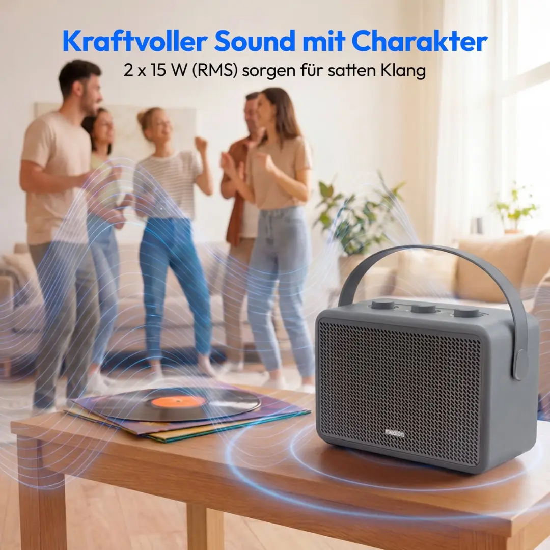 Medion BXO-1 Bluetooth Speaker - Lichtgrijs