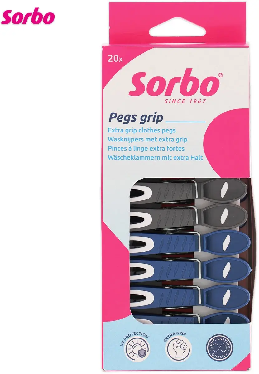 Sorbo Wasknijpers 229686 - 20 Stuks - Blauw/Groen/Grijs