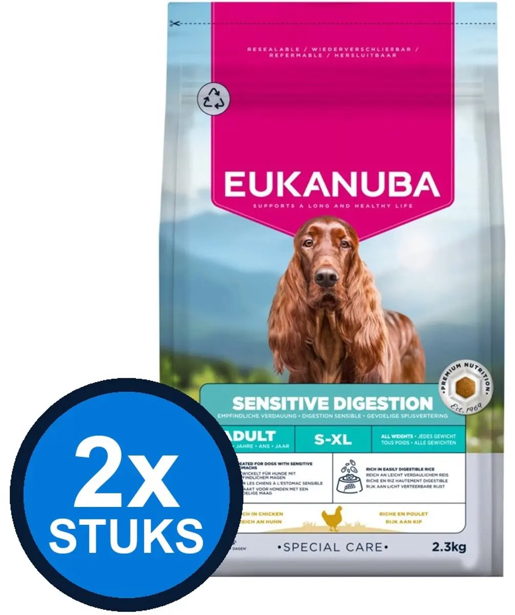 Eukanuba Adult Sensitive Digestion Kip Droogvoer 2x 2,3kg