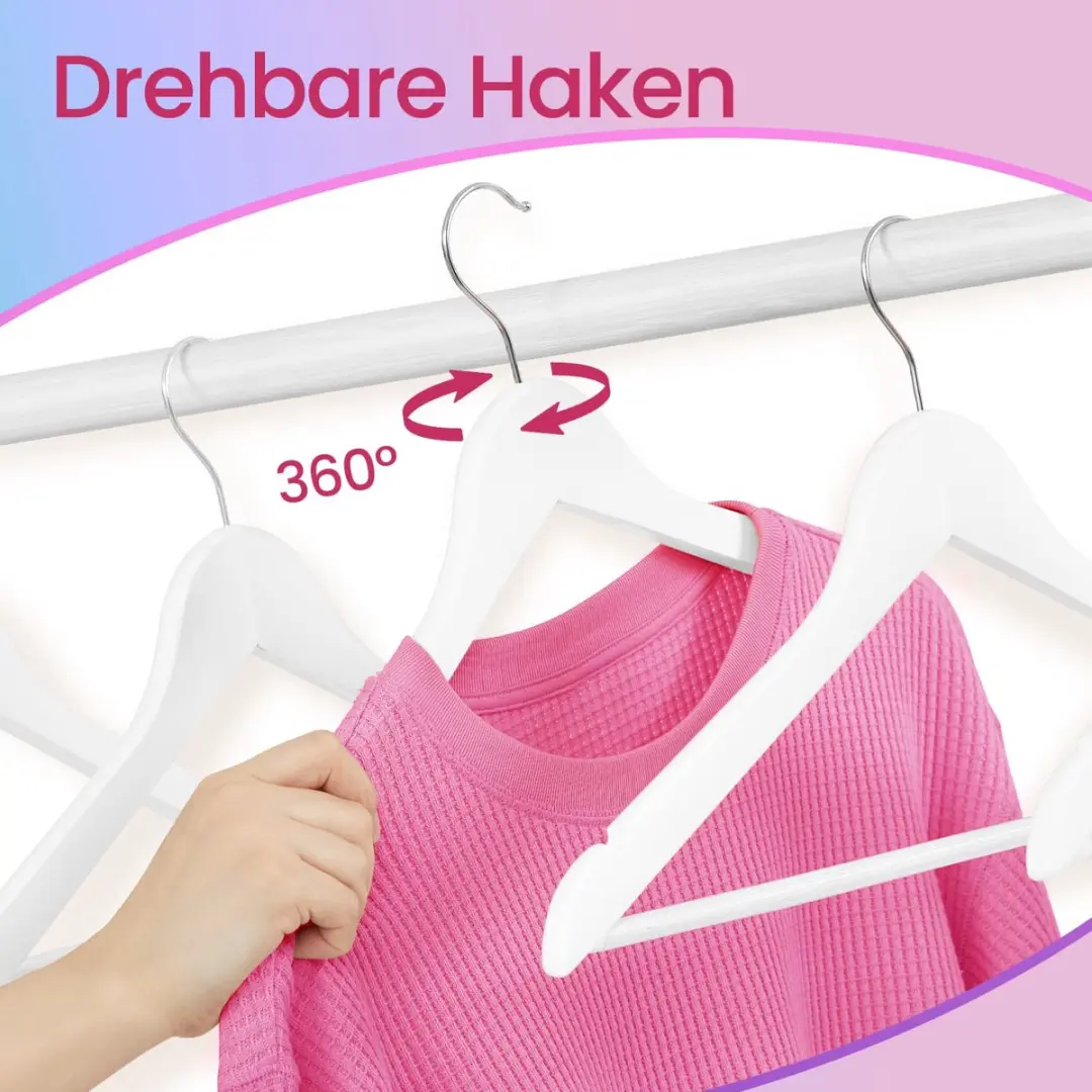 Songmics Houten Kleerhangers Set 50 Stuks - Wit Zilver