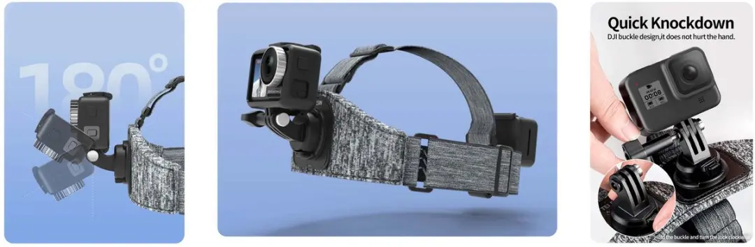 Telesin GP-HMS-T06 Dual Sportcamera Hoofdband - Grijs