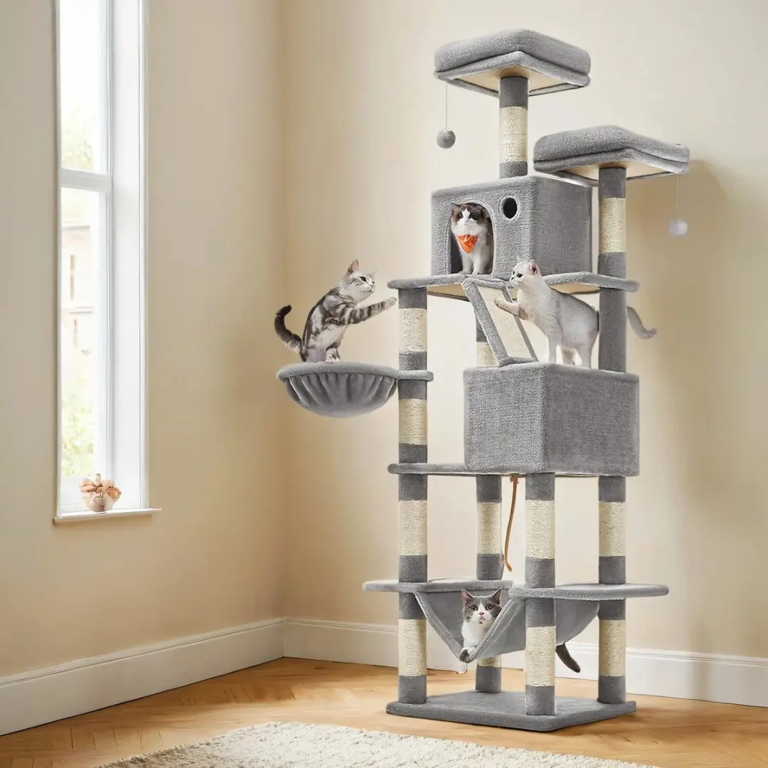 Songmics XL Kattentoren Lichtgrijs