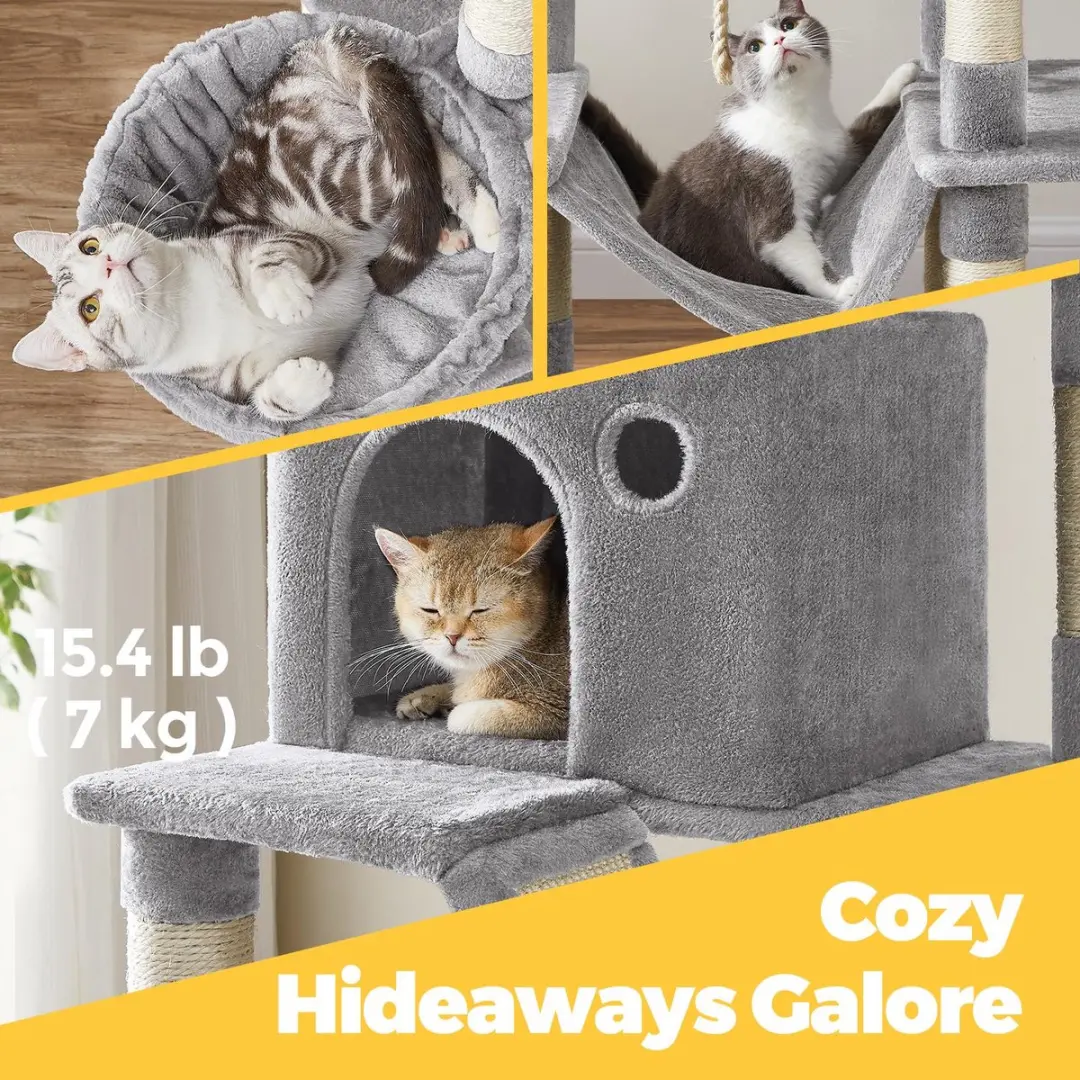 Songmics XL Kattentoren Lichtgrijs - 13 Krabpalen
