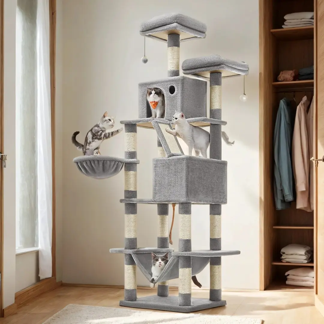 Songmics XL Kattentoren Lichtgrijs - 13 Krabpalen