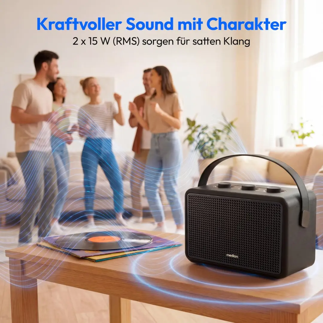 Medion BXO-1 Bluetooth Speaker - 15W - Zwart