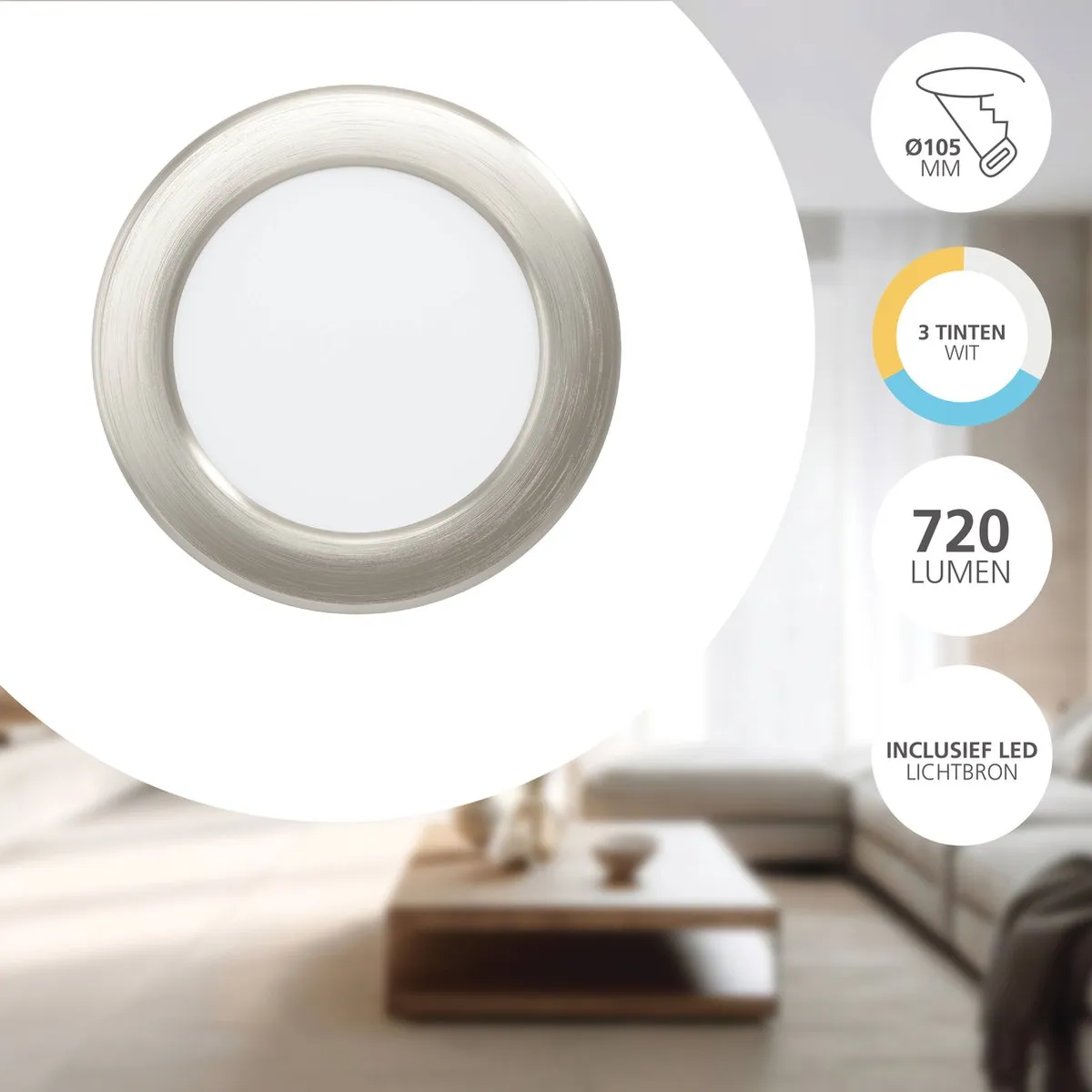 Eglo Fueva 6 Inbouwspot LED Ø11.9cm Grijs - Instelbaar wit licht