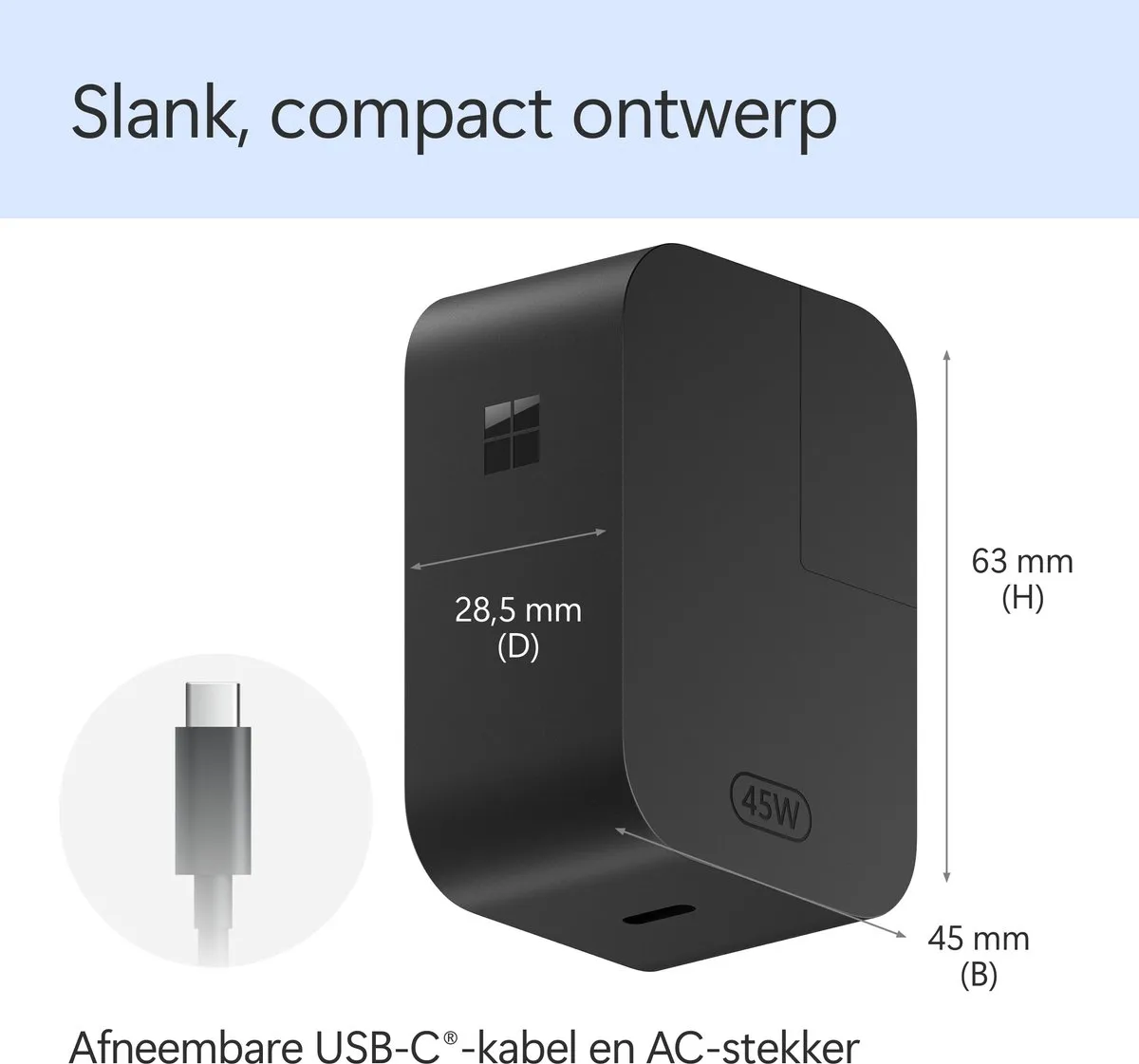 Microsoft Surface EP2-29823 USB-C Adapter 45W - Zwart