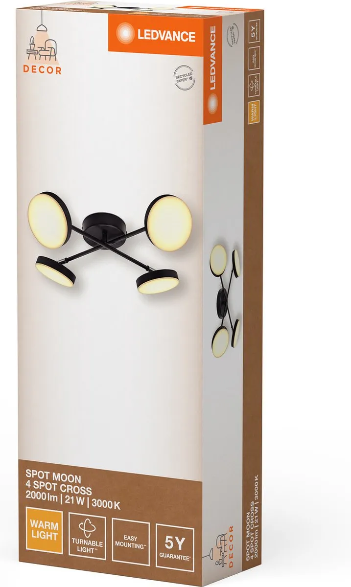 LEDVANCE Decor Spot Moon 4Spot C - 21W 1120lm 3000K Zwart