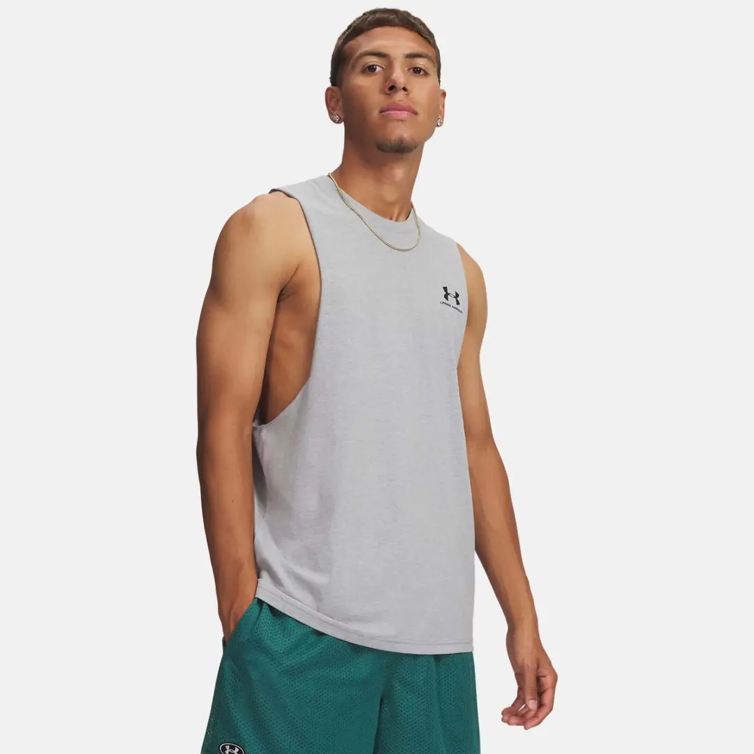 Under Armour Ua Left Chest Cut Off Tanktop - Zilver S