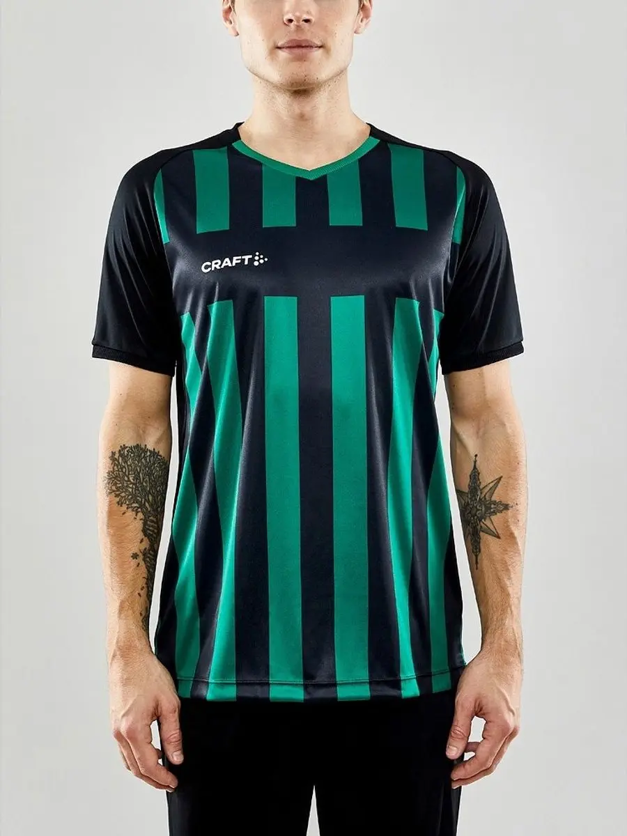 Craft Progress 2.0 Stripe Shirt Heren - M - Zwart/Groen
