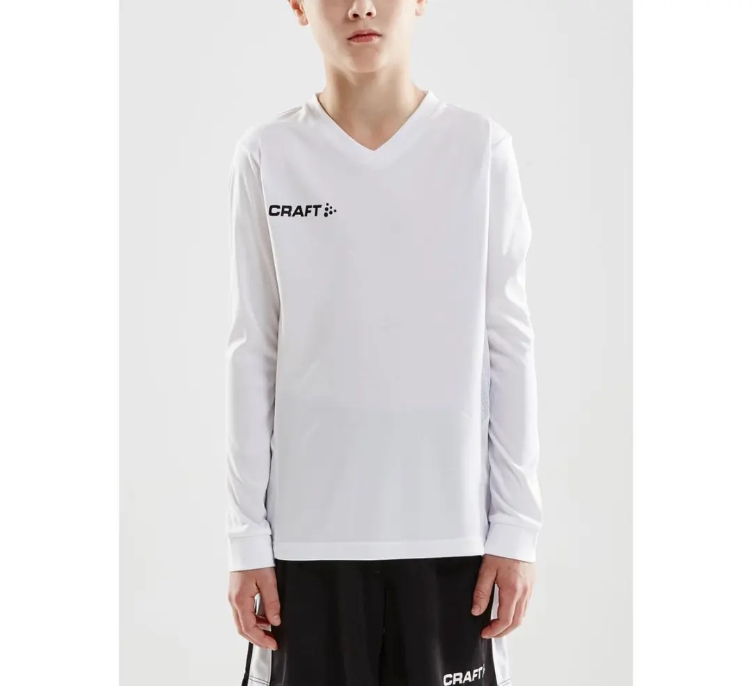 Craft Squad Jersey Solid LS Sportshirt Junior 158/164 - Wit/Zwart