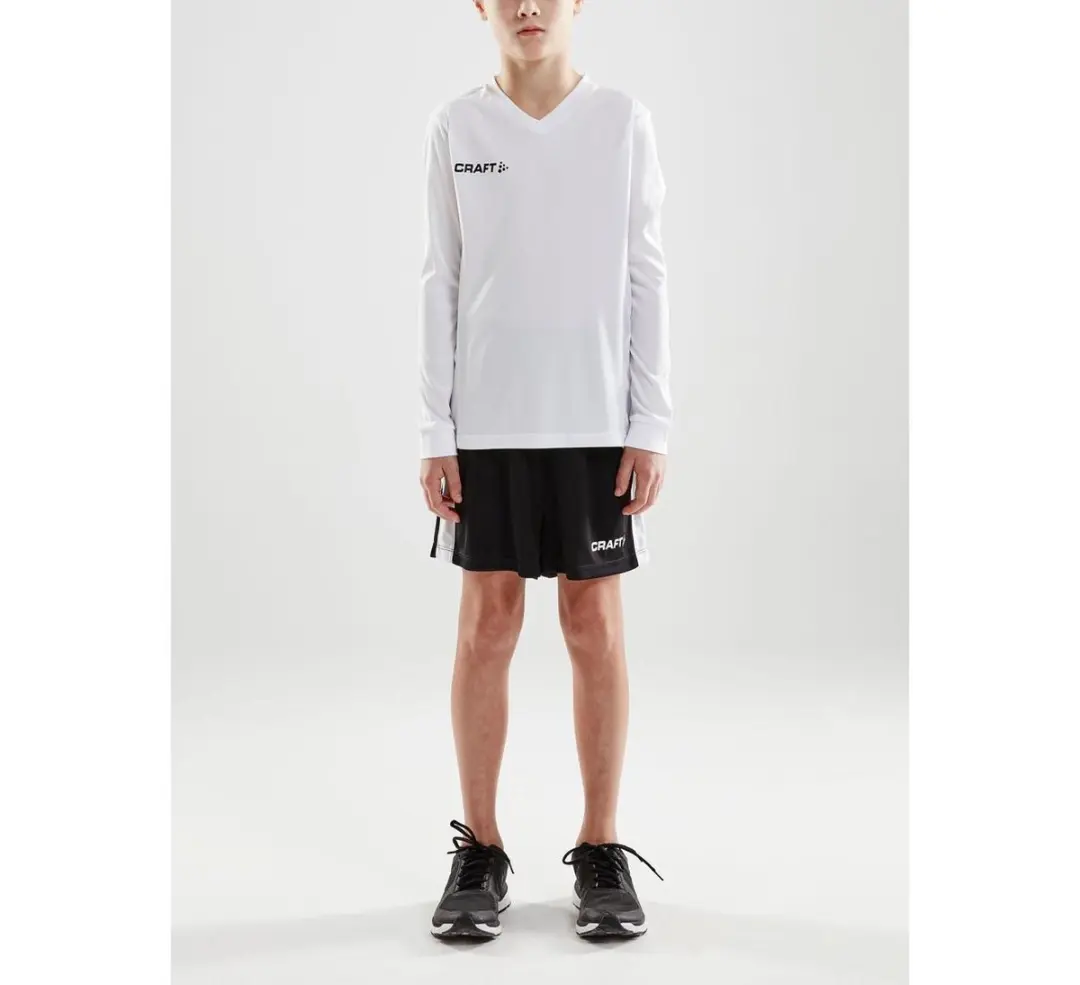 Craft Squad Jersey Solid LS Sportshirt Junior 158/164 - Wit/Zwart