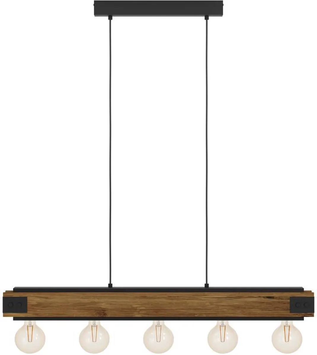 Eglo Layham Hanglamp E27 96cm - Hout/Staal - 5 Lichtpunten