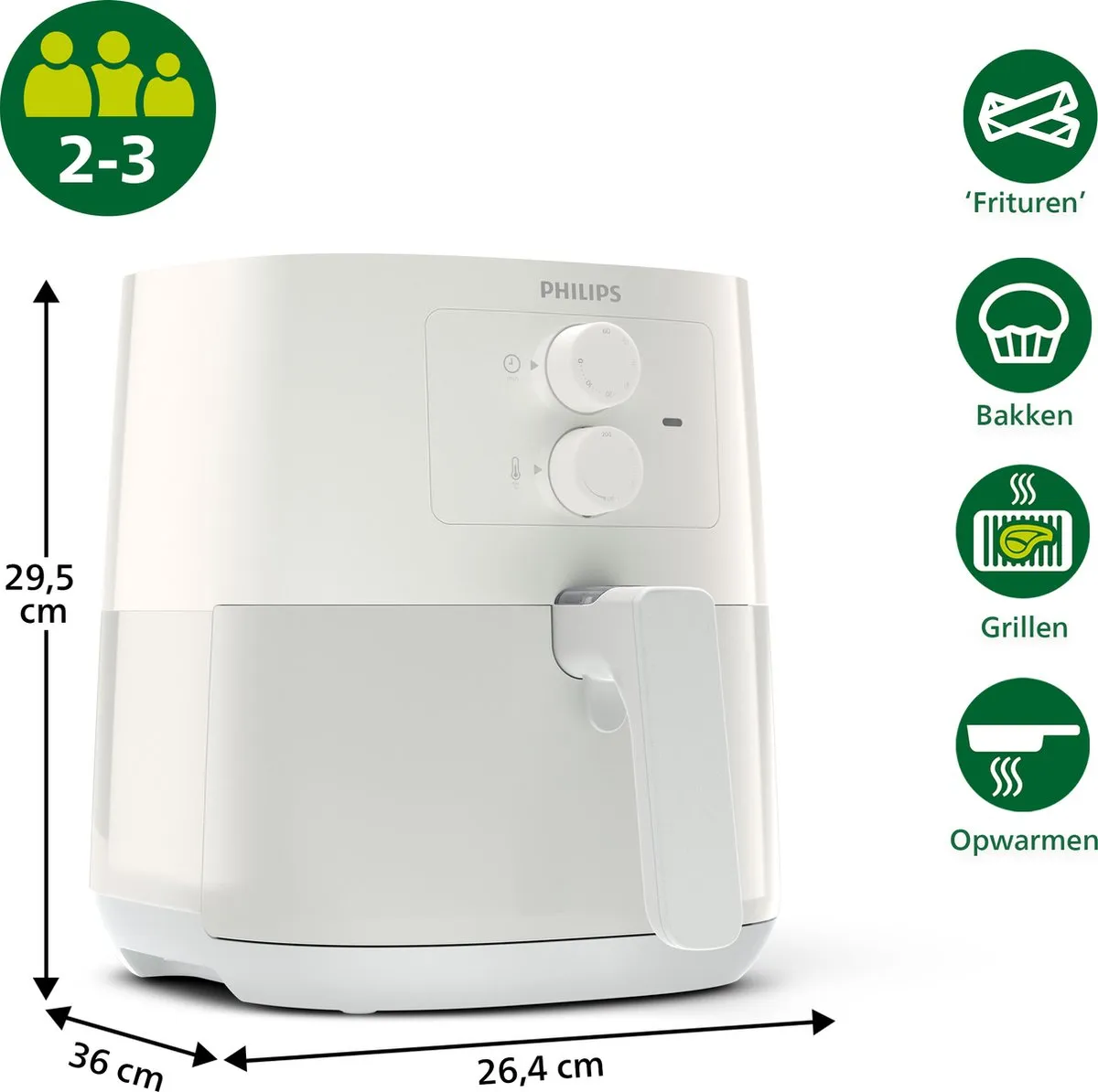 Philips Airfryer Essential 3000 HD9200/10 - 4,1L - 1400W - Wit/Grijs
