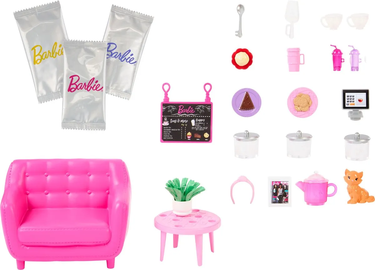 Barbie Welzijn Cafetaria HKT94 - Roze - 21 Accessoires