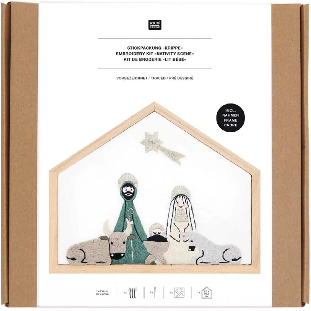 Rico Design Kerststal Borduurpakket 100189