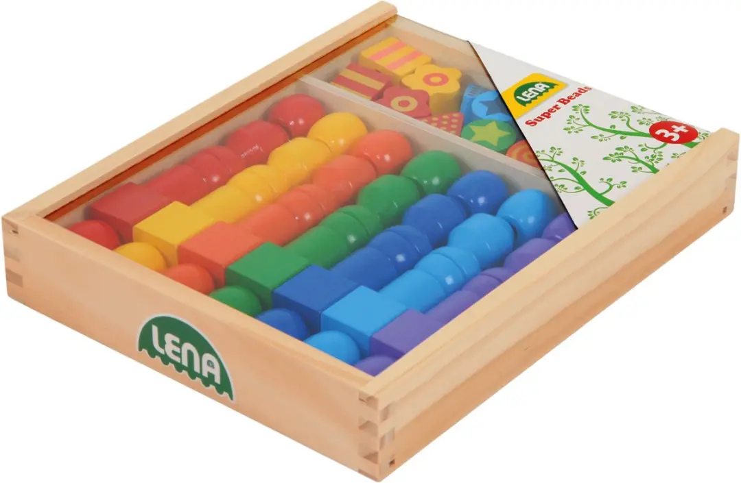 Lena Grote Houten Kralen Cassette - 56 Stuks - 9 Kleuren
