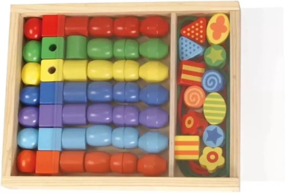 Lena Grote Houten Kralen Cassette - 56 Stuks - 9 Kleuren