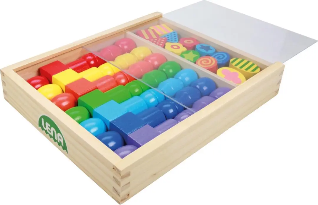 Lena Grote Houten Kralen Cassette - 56 Stuks - 9 Kleuren