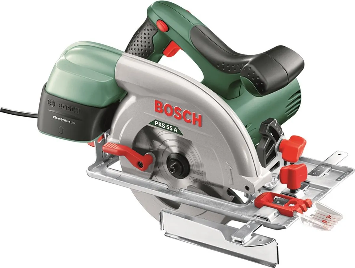 Bosch PKS 55 A Cirkelzaag – 1200 Watt - 55 mm zaagdiepte - Met 1 cirkelzaagblad