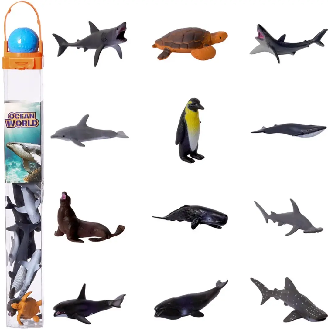 PIA Soft Toys Zeedieren Speelfiguren - 12 Stuks - Meerkleurig