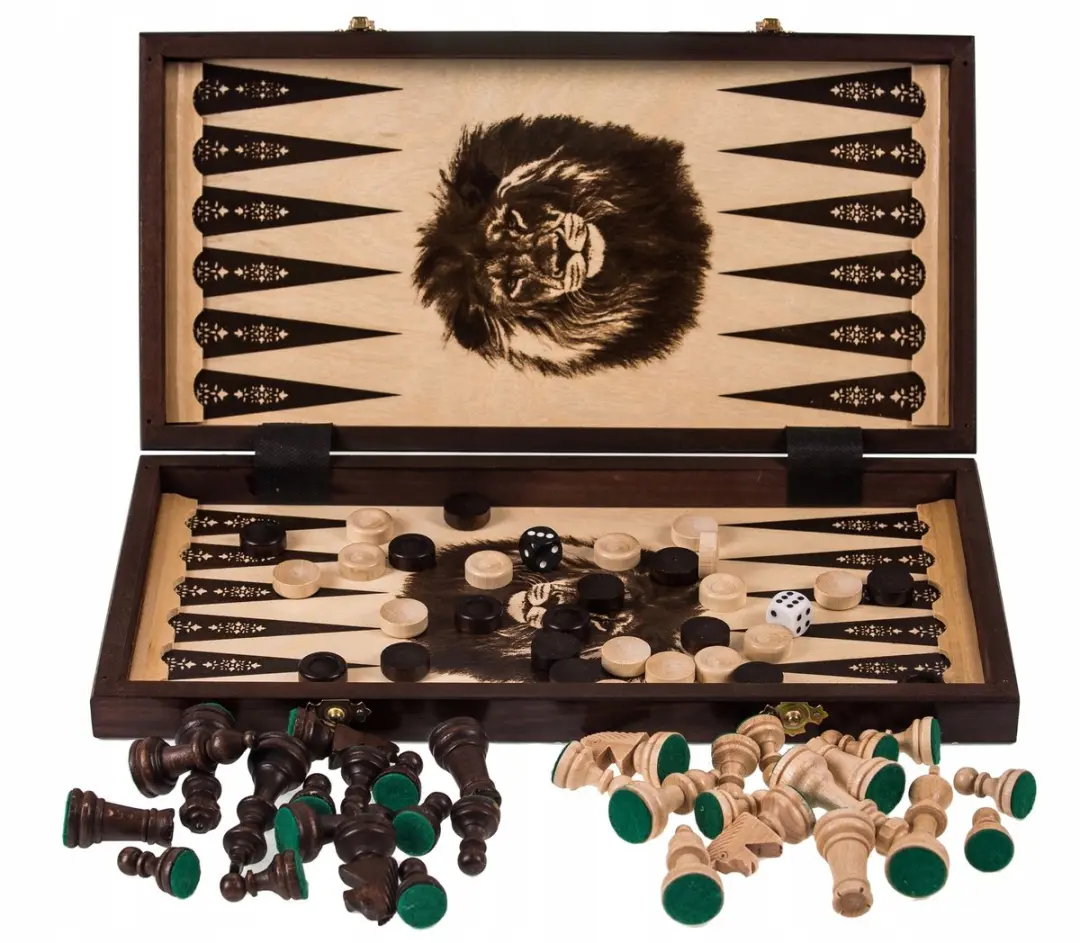 Square Enix LION 3-in-1 Houten Schaken/Dammen/Backgammon
