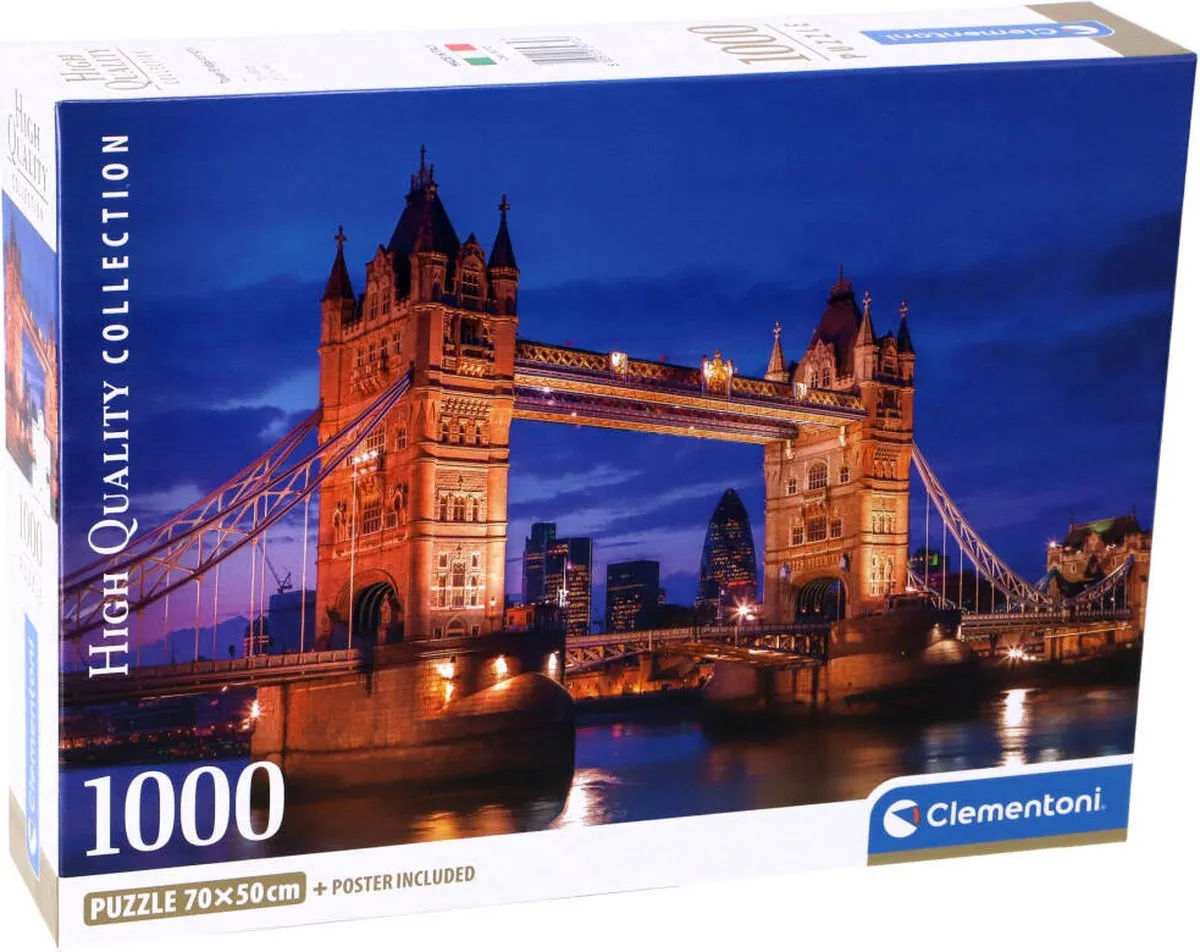 Clementoni Tower Bridge ’s Nachts Puzzel 1000 Stuks - Multicolor