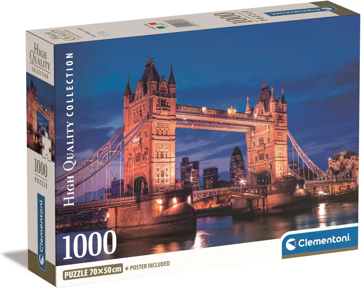 Clementoni Tower Bridge ’s Nachts Puzzel 1000 Stuks - Multicolor