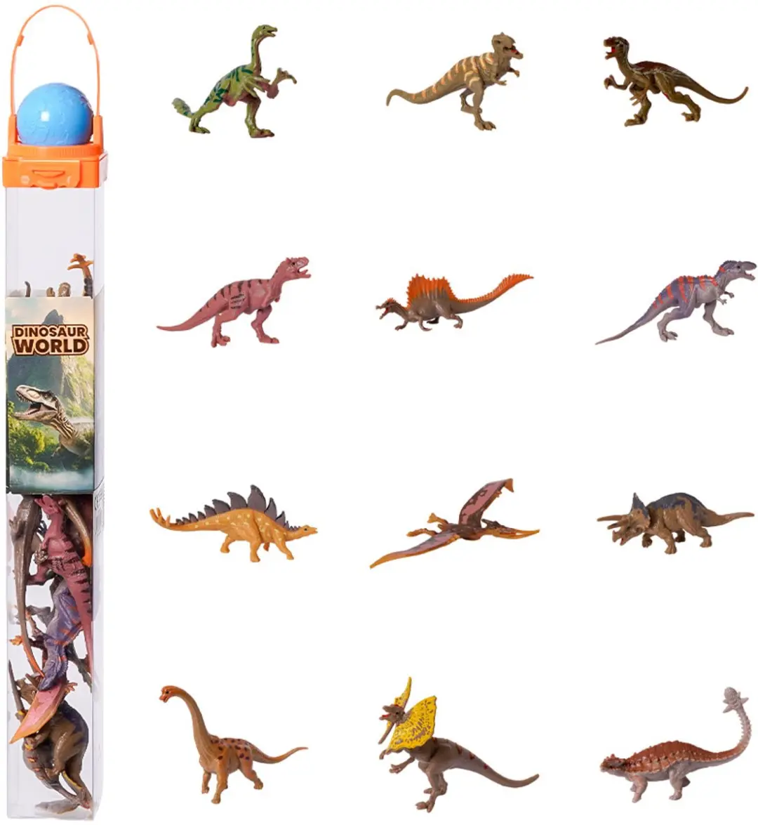 PIA Soft Toys Dino Speelfiguren - 12 Stuks - Meerkleurig