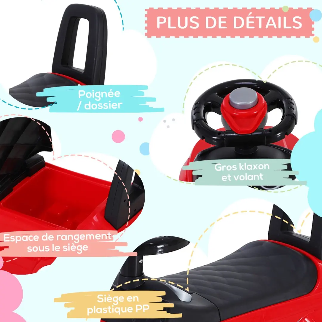 Homcom Kinderschuifauto - Rood