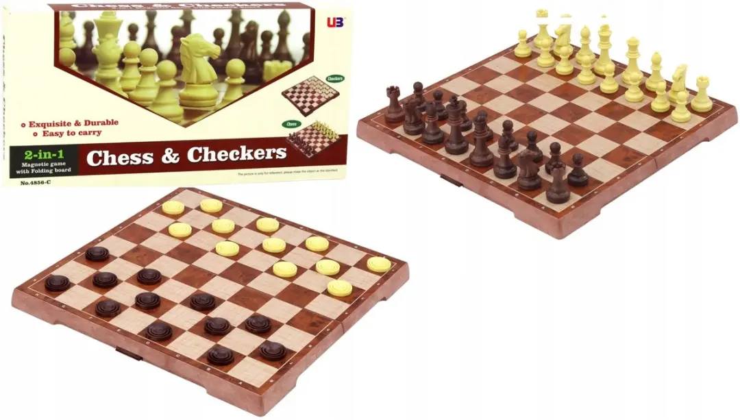 Bambino Magnetisch Schaak- en Damspel 2-in-1 Opvouwbaar