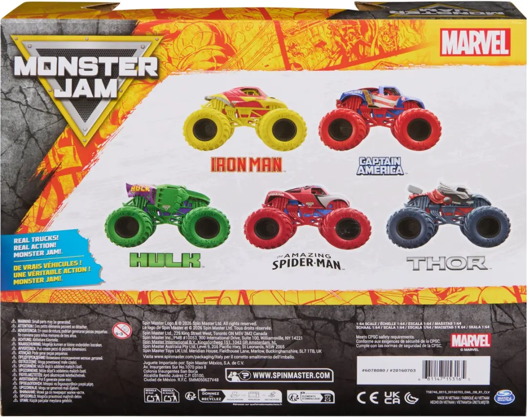Spin Master Marvel Heroes Monster Jam 5-Pack 1:64 - Meerkleurig