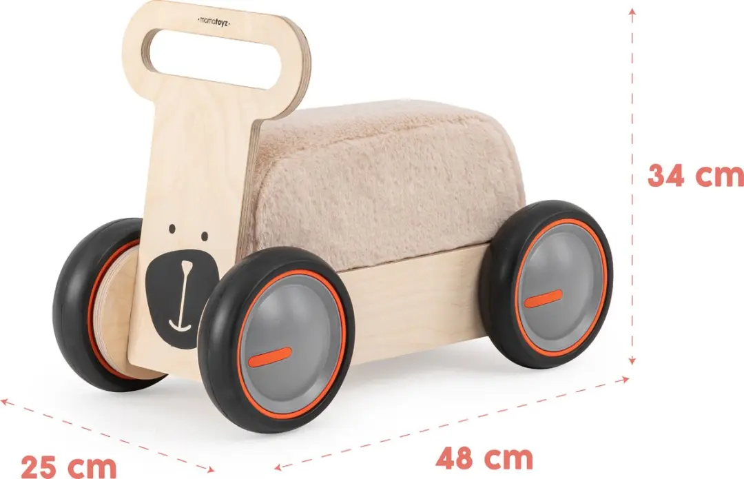 Mamatoyz Bear Loopwagen - 4 Wielen - Hout Naturiel