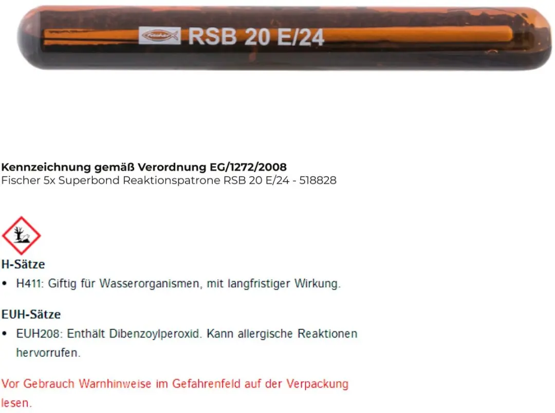 Fischer Superbond RSB 20 E/24 Reactiepatroon