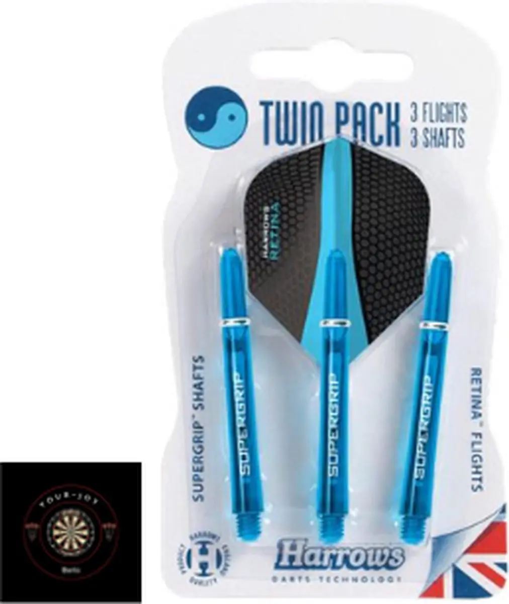 Harrows Supergrip Twin Pack Flight/Shaft - 3 Stuks - Rood - afbeelding 4 van 4