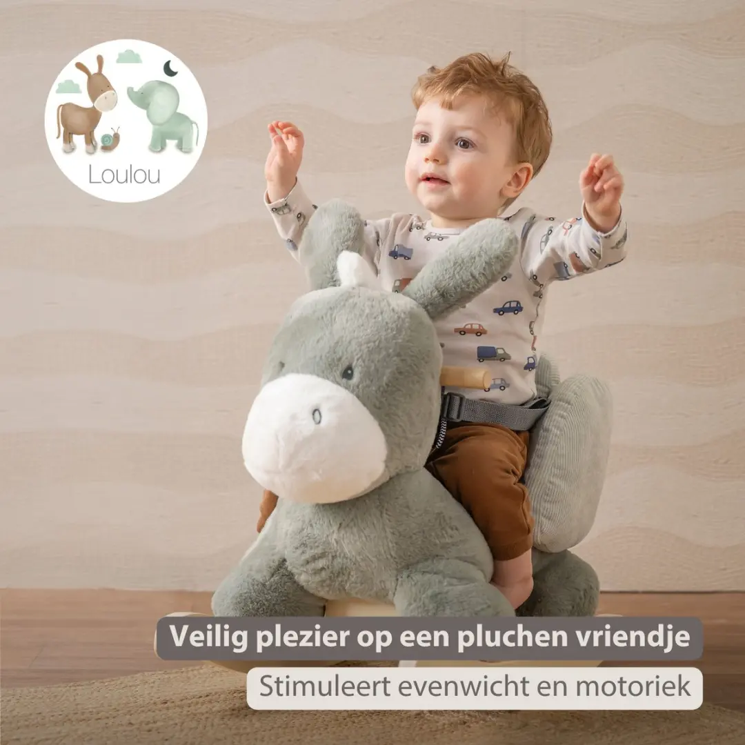 Nattou LouLou Hobbelpaard Ezel 60cm - Donkergroen