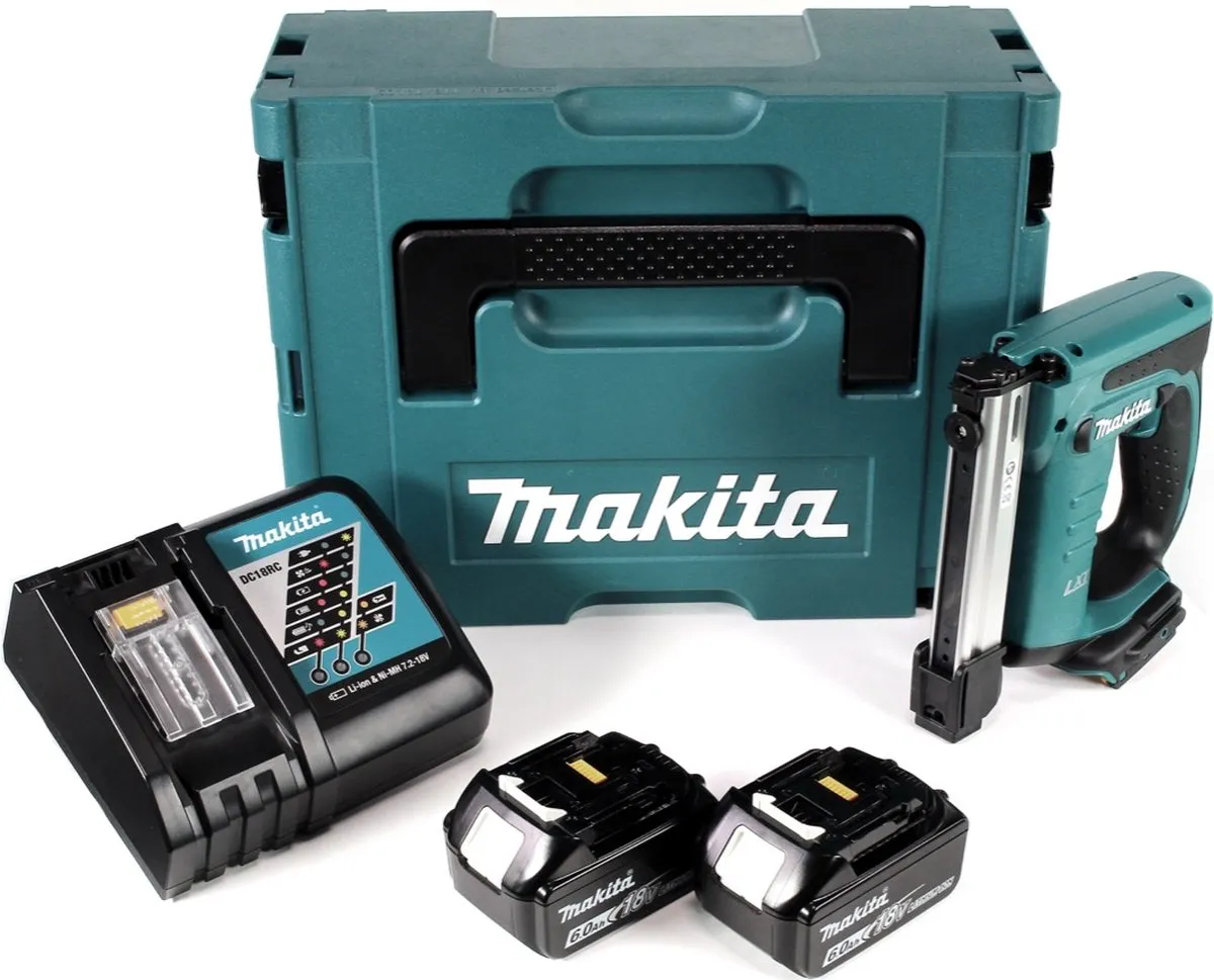Makita DST 221 RGJ Tacker - 18V - 2x BL1860B 6.0Ah + DC18RC Lader - afbeelding 4 van 5