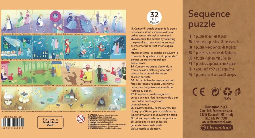 Clementoni Sprookjes Junior Legpuzzel 32 Stuks - 4 Stuks